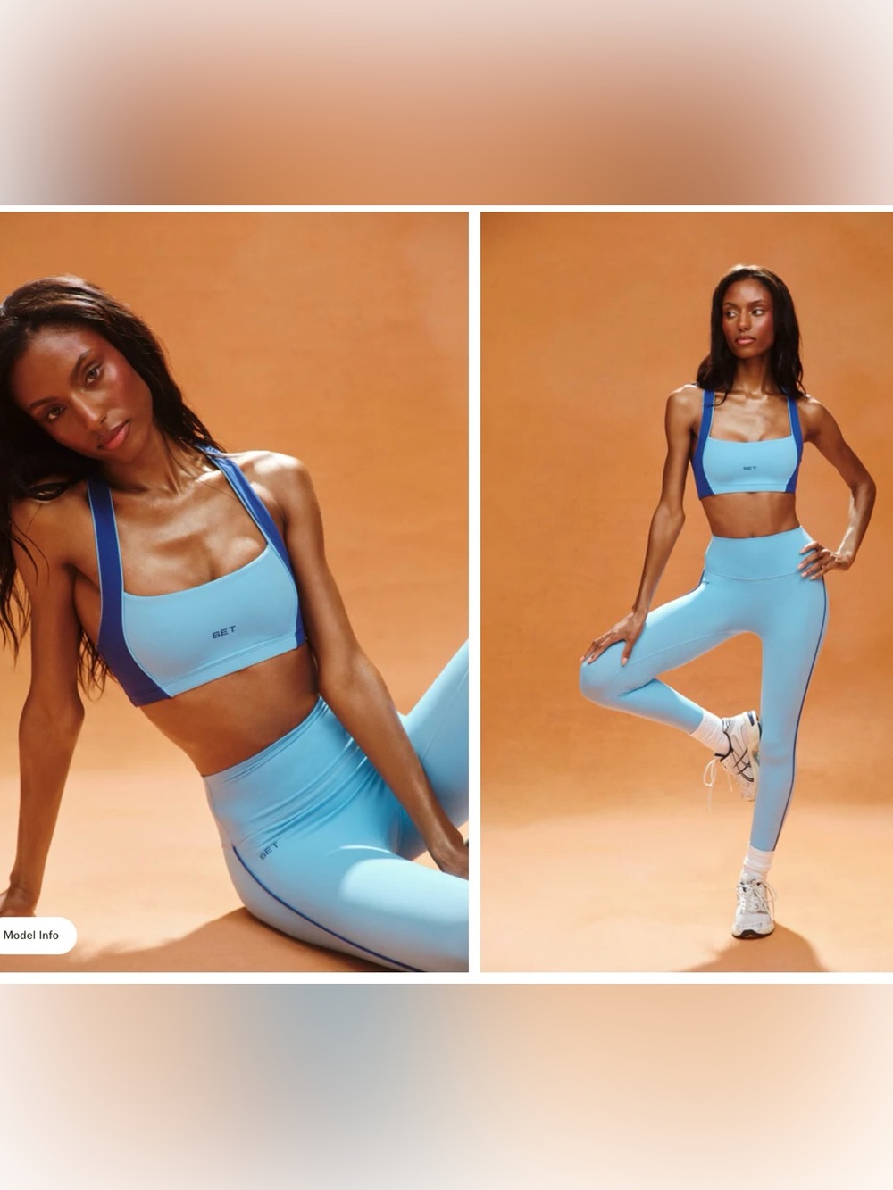 SET Active legging + Blue Striped Sports Bra set - Picture 4 of 7